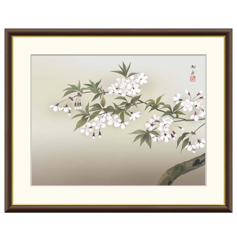 速水御舟 木版画 鬱金桜 油絵 油彩画 立体画 インテリア 額装　額縁 置物 速水御舟 木版画 鬱金桜 油絵 油彩画 立体画 インテリア 額装