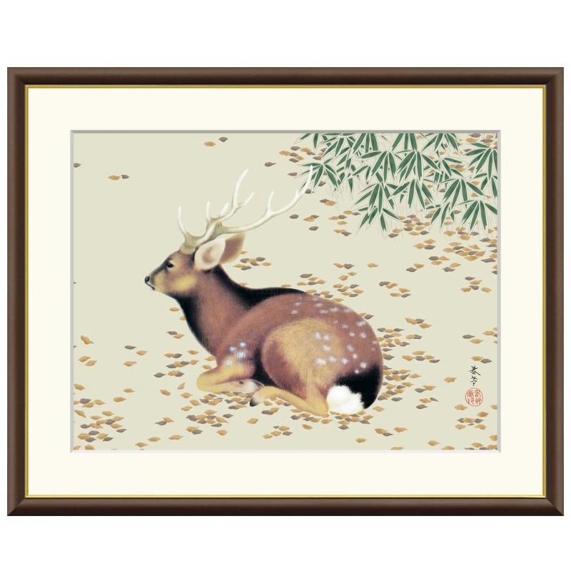 菱田春草、釣帰、希少画集・額装画、新品・日本製額縁付、状態良好 ar-j2112s.jpg