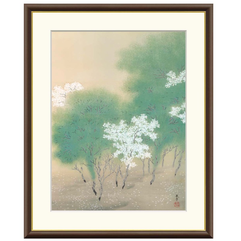 楽天市場】菱田春草「秋林遊鹿」複製画 額入り 色紙額 特殊工芸