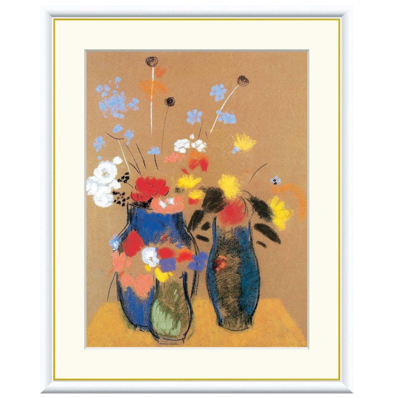 アート額絵 ルドン 青い花瓶の花 受注生産 高精細巧芸画 手