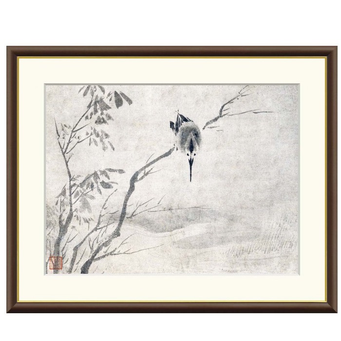 アート額絵 雪舟 翡翠図 受注生産 高精細巧芸画 手彩補色 名画 おしゃれ フレーム付き 海外美術館スタイル｜あきし野 Interia-shop