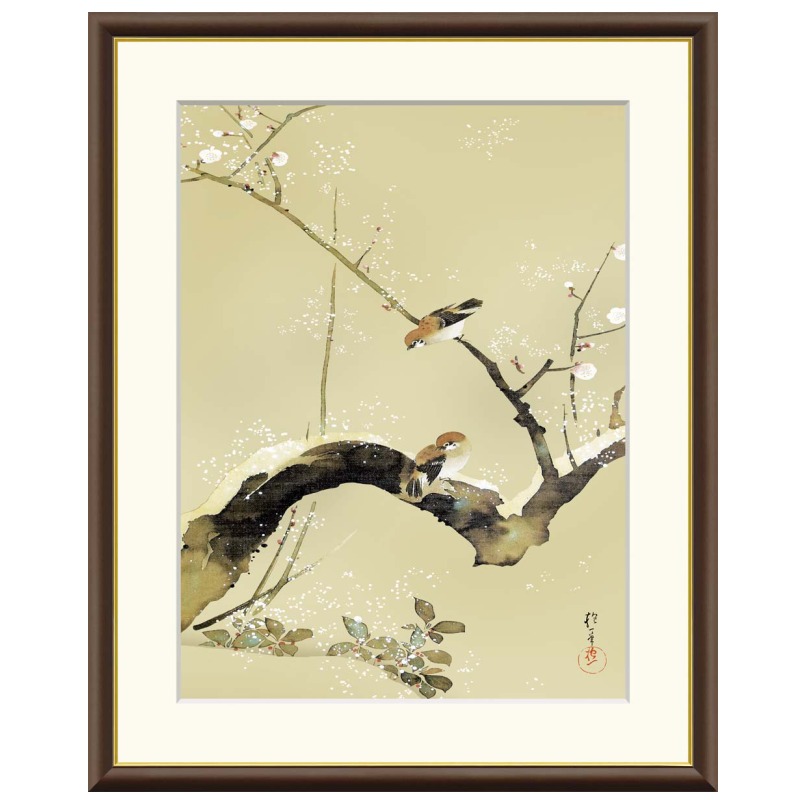 アート額絵 酒井抱一 梅、雀 受注生産 高精細巧芸画 手彩補色 名画 おしゃれ フレーム付き 海外美術館スタイル｜あきし野 Interia-shop