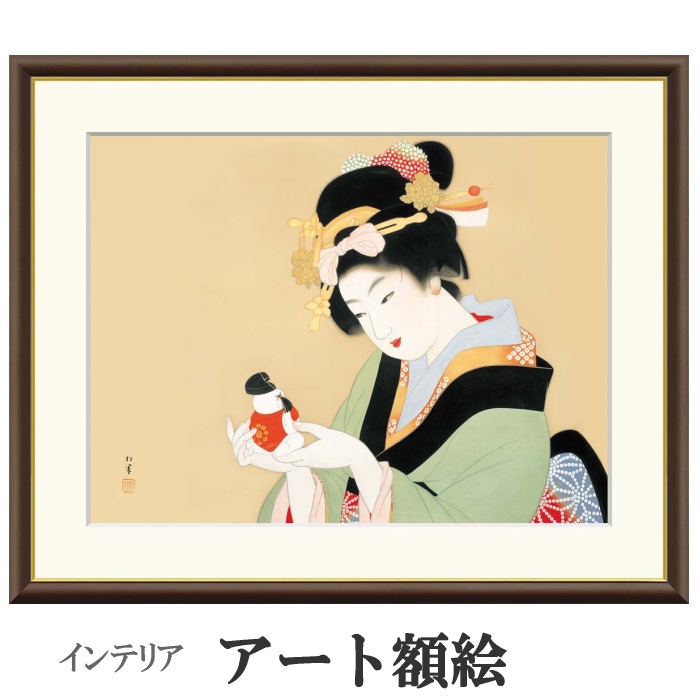 絵画　人形　額付き j2-025.jpg