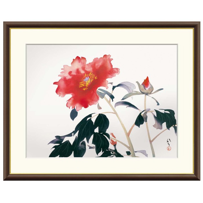 楽天市場】有名 画家 額入りアート 川端龍子 「牡丹」 J2-059 F8