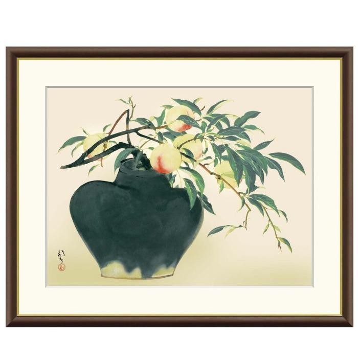 アート額絵 川端龍子 桃 受注生産 高精細巧芸画 手彩補色 名画 おしゃれ フレーム付き 海外美術館スタイル｜あきし野 Interia-shop