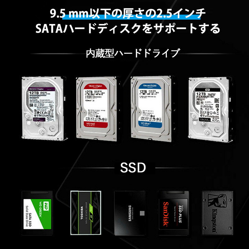 USB3.1Gen1ドライブケースSATA3.0外付けハードディスクケース10Gbps高速転送クリア透明SATAUSBケース9.5mm以下MacWindowsLinuxPS4HDTV対応