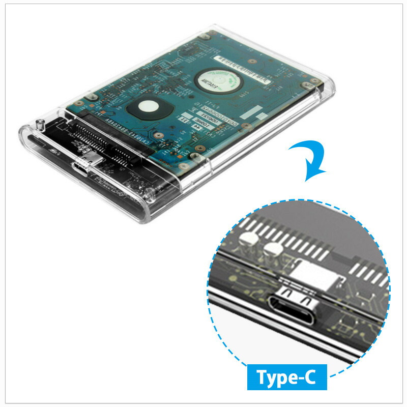 USB3.1Gen1ドライブケースSATA3.0外付けハードディスクケース10Gbps高速転送クリア透明SATAUSBケース9.5mm以下MacWindowsLinuxPS4HDTV対応