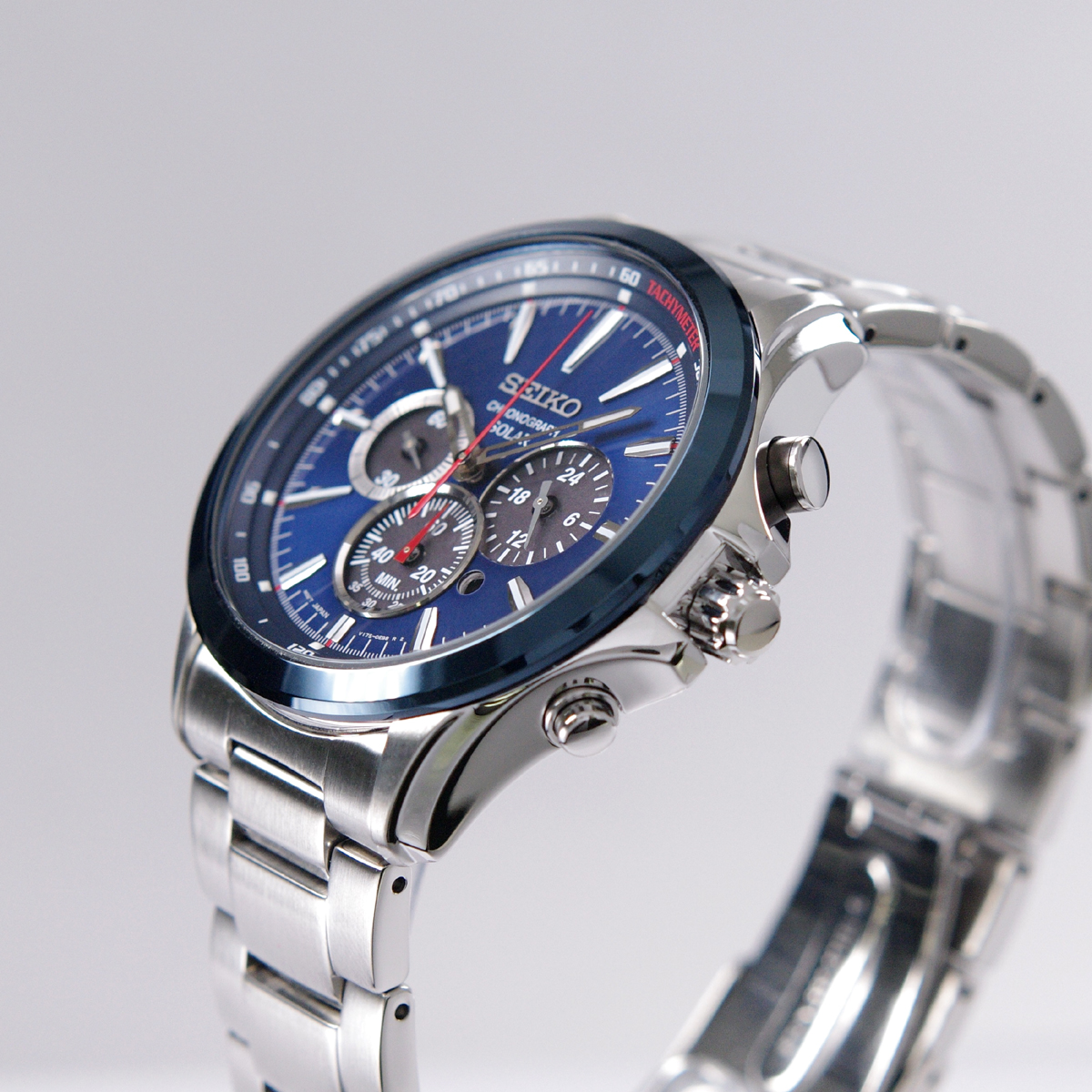 【楽天市場】セイコー SEIKO 腕時計 ソーラー クロノグラフ 100M防水 日本製ムーブメント 海外モデル "ネイビーxシルバー