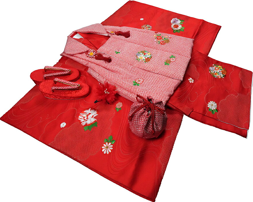楽天市場】七五三 着物 3歳 女の子 正絹 刺繍入り 被布セット 新品
