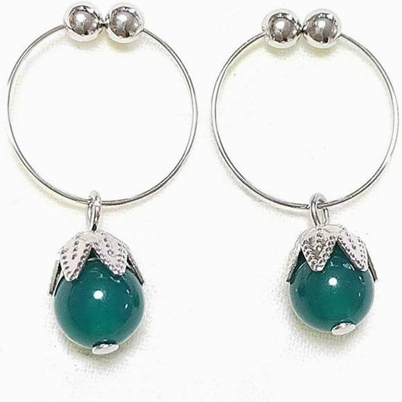 大玉 12mm 天然石 一粒 ピアス グリーン アゲート sala / k18 一粒ストーン ピアス / グリーンアゲート(片耳タイプ)
