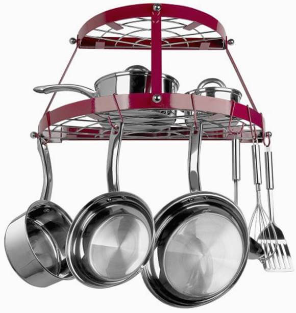 レンジ クリーン　2段式ポットラック 鍋置き　壁付け棚　(レッド）　Range Kleen 2 Shelf Wall Mount Pot Rack, Red CW6003R