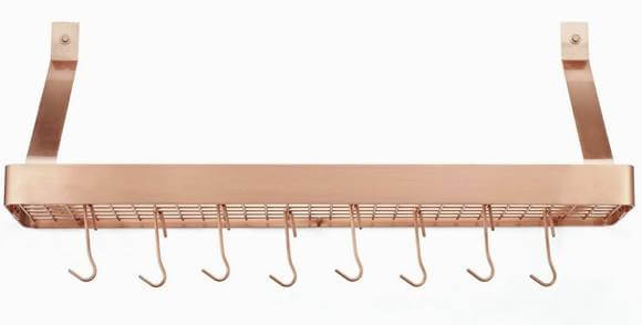 クイジナート クックウエアラック 壁掛け式ポットラック 銅 Cuisinart CRBS-36PCP Rectangular Wall-Mount Bookshelf Rack, Polished Copper