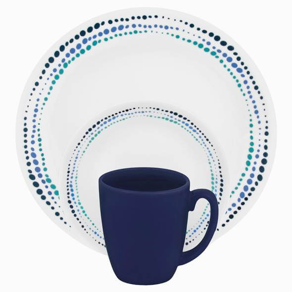 コレール リビングウェアー ディナーウェアー オーシャン ブルース 食器16点セット Corelle Livingware 16-Piece Dinnerware Set, Ocean Blues, 1119404｜akt8 店