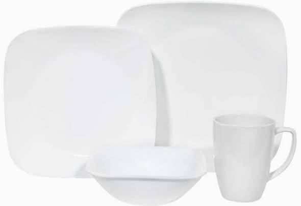 コレール スクエアー ディナーウェアー 食器３２点セット　ピュアホワイト Corelle Square 32-Piece Dinnerware Set, Pure White, Service for 8