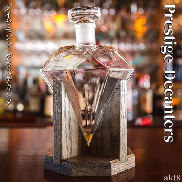 プレステージ デカンタ ダイヤモンド ウイスキー デキャンタ ディスペンサー 1000ml 宝石型 Diamond Whiskey Decanter Glass Liquor Prestige Decanters|akt8 店