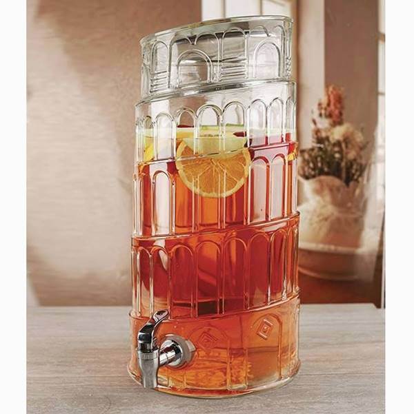 水もの水サーヴァー ビバレッジディスペンサー ドリンクディスペンサー ピサの斜塔 水ものサーヴァー 約8.3L Tower of Pisa Glass Beverage Drink Dispenser