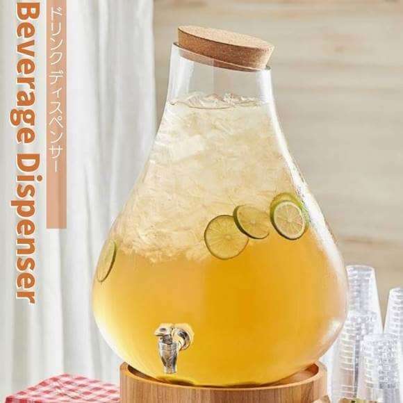 水もの水サーヴァー ビバレッジディスペンサー ドリンクディスペンサー 瑠璃ジャー 約15L 大静電容量 レインドロップ Acopa Raindrop Glass Beverage Dispenser