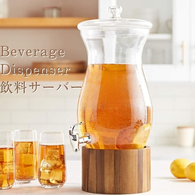 水もの水サーヴァー ドリンクディスペンサー ビバレッジディスペンサー 水ものジャー ドリンク赤ちょうちん  水道の栓付 瑠璃製 約6L Style Setter Madera Beverage Drink Dispenser 照明ランプ付 清涼飲料水サーヴァー お水サーヴァー 茶の葉ポット 麦茶ポット