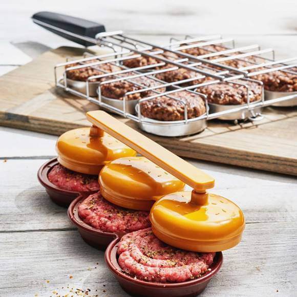 ミニハンバーガー 提げ篭 押しつける仕かける Sur La Table Slider Basket and Press Set 網焼きフライパン スポーツ・アウトドア-バーベキュー・クッキング用品