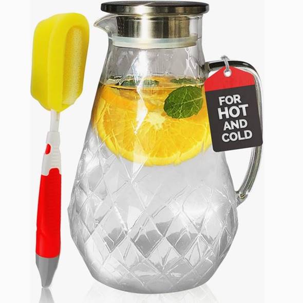 水さし ハラフェ ジャグ 水さし 水もの水サーヴァー ビバレッジディスペンサー ドリンク 水ものジャー 約2.1L 直火差しゆるす Glass Water Pitcher Diamond Pattern