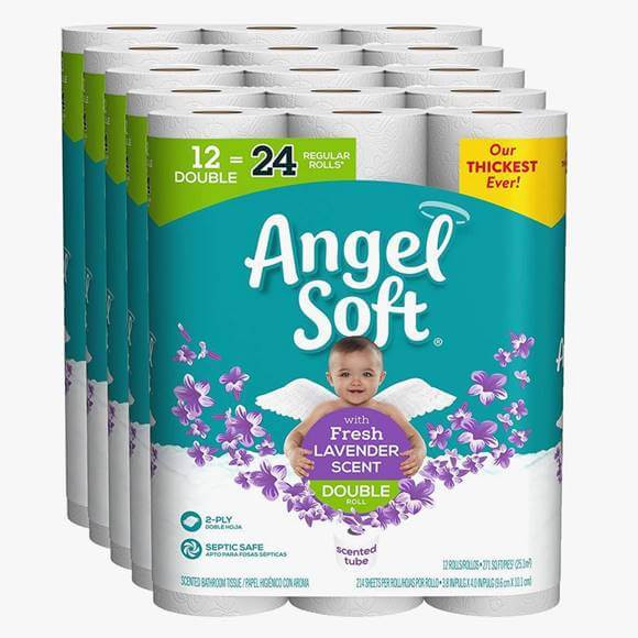 エンジェルソフト トイレットペーパー トイレットロール ラベンダー香り ダブルロール 60ロール Angel Soft Toilet Paper Double Rolls 業務用トイレットロール
