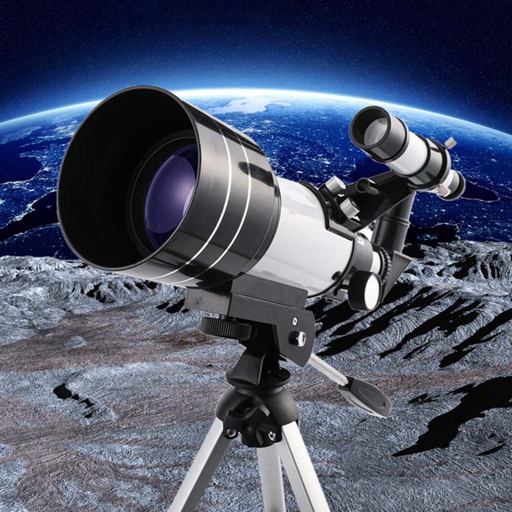 天体望遠鏡 150倍 ポータブル屈折望遠鏡　70mm 大口径 300ｍ焦点距離 軽量 天体観測 星座 スマホ撮影 調節可能な三脚 天体望遠鏡 スマホホルダー 入学祝い