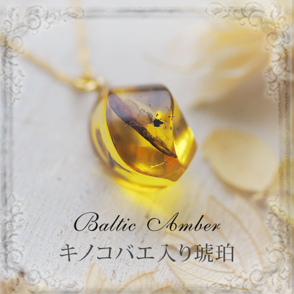 【バルト海の琥珀】ペンダント ネックレス 虫入り琥珀　こはく ギフト　【musi423】【ケース付き】【天然石・パワーストーン】　【送料無料】　ラッピング