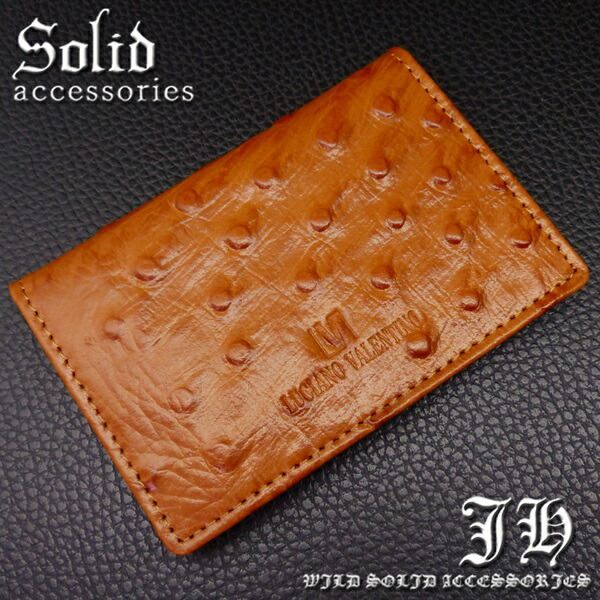 本革で750円!!本物ブランド名刺入れ!!ルチアーノ・バレンチノメンズレディースキャメル薄茶本皮オーストリッチ調【あす楽対応】【楽ギフ_包装】(小物/ブランド雑貨/プレゼント/クリスマス/通販/楽天)【sai127】
