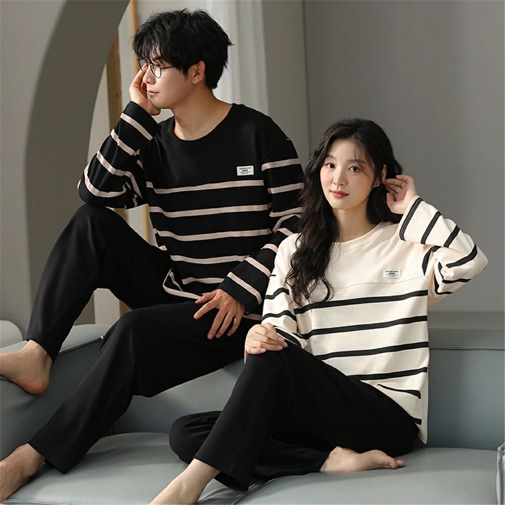 ペア パジャマ 長袖 男女2着 セット 秋 冬 ボーダー シンプル ファッション カップル ペア ルームウェア 結婚祝い プレゼント カップル ペア パジャマ 冬 ギフト 上下 セット 部屋着 ペアルック おそろい メンズ パジャマ レディース 秋 記念日 ペア カップル