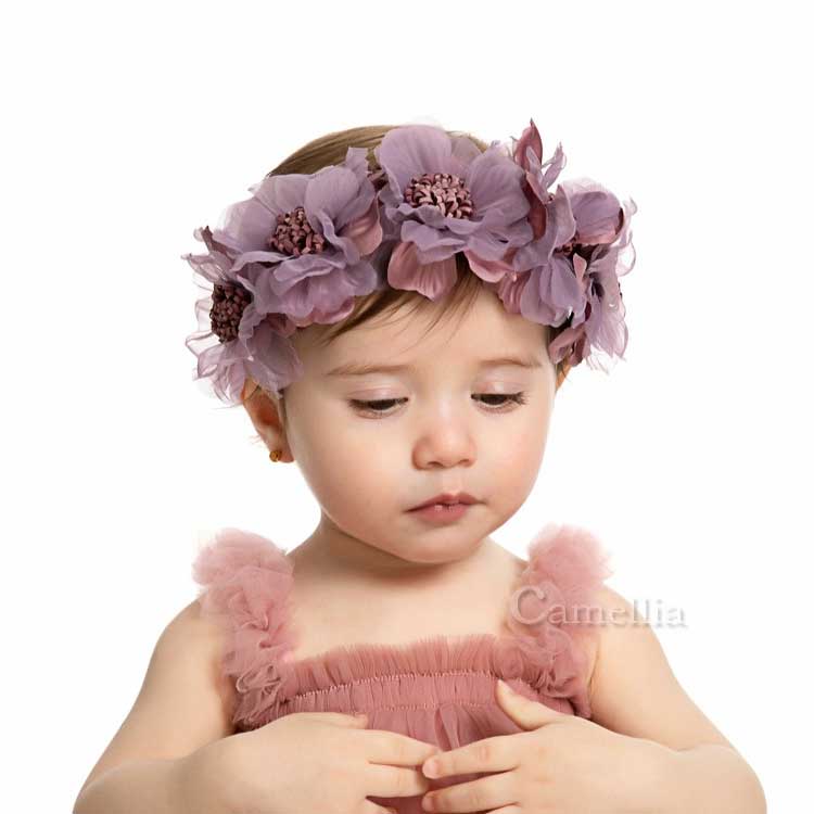 人気のファッションブランド！ 赤ちゃん ベビーヘアバンド ピンクフラワー キラキラ ヘアアクセサリー