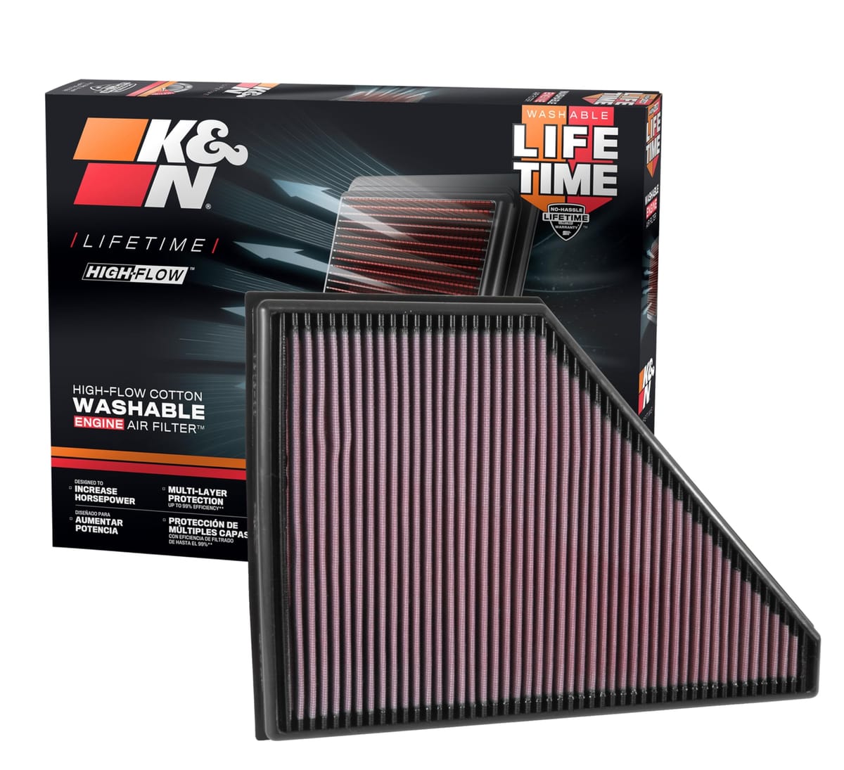 K&N エンジンエアフィルター:高性能、プレミアム、ウォッシャブル、交換用フィルター:2017-2019シボレー/GMC/Cadillac/ビュイック(ブレーザー、トラバース、アカディア、XT5、エンクレーブ)、33-5056｜ALTAS
