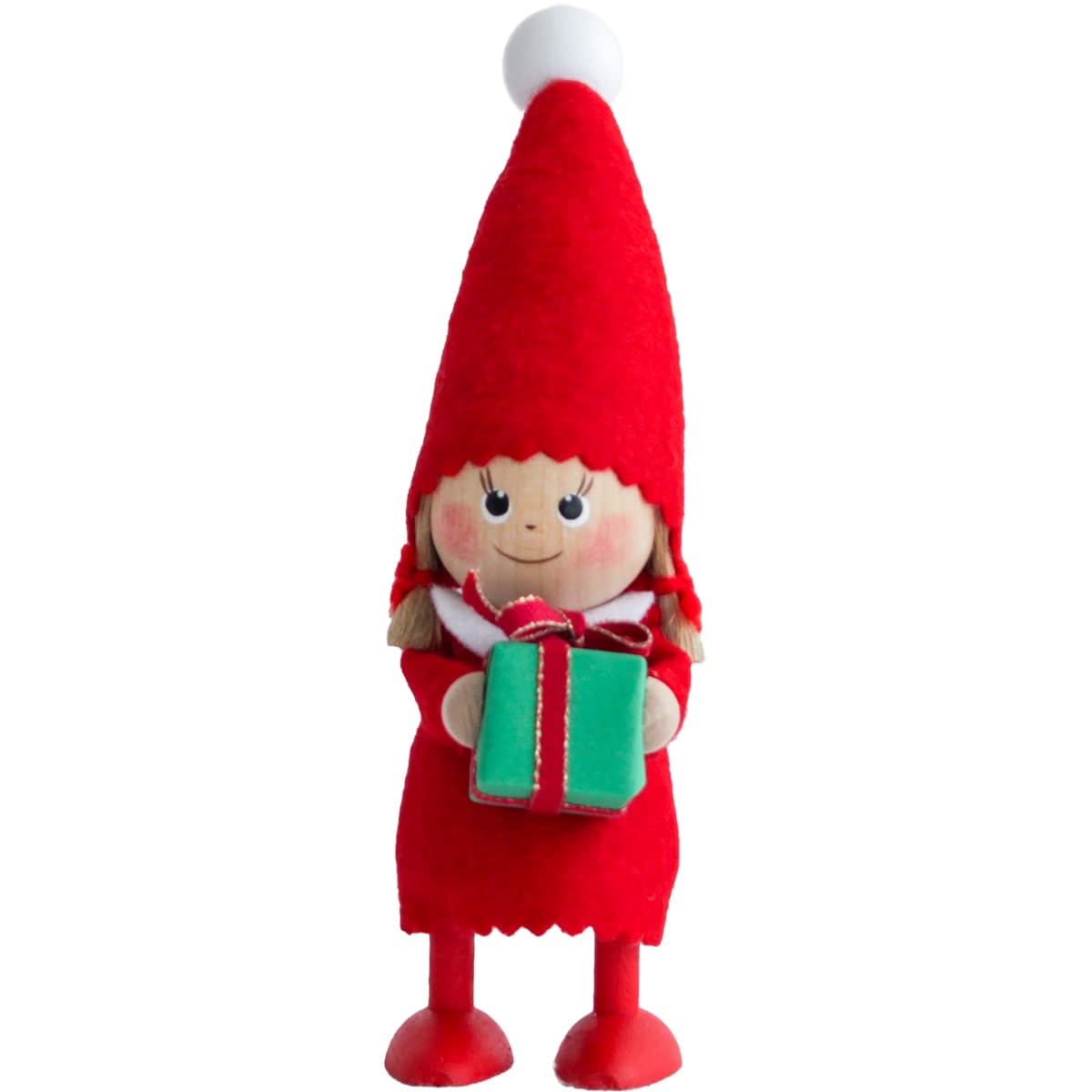 NORDIKA nisse ノルディカ ニッセ クリスマス 木製人形 プレゼントを持った女の子 グリーン