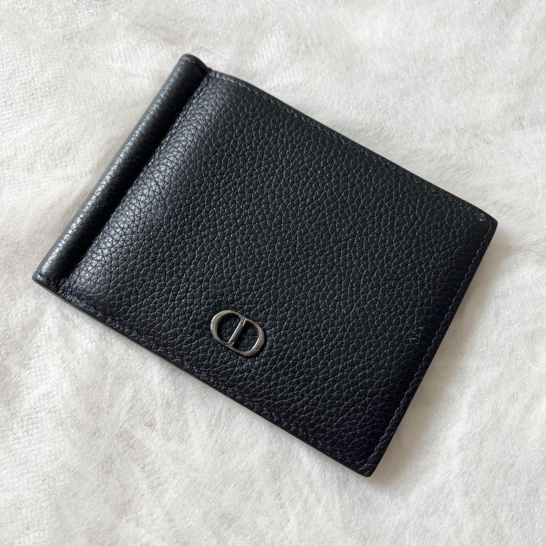 【✨美品✨】 ディオール CDロゴ 二つ折り マネークリップ レザー ブラック 美品✨】ディオール 二つ折り財布 マネークリップ メンズ CD金具