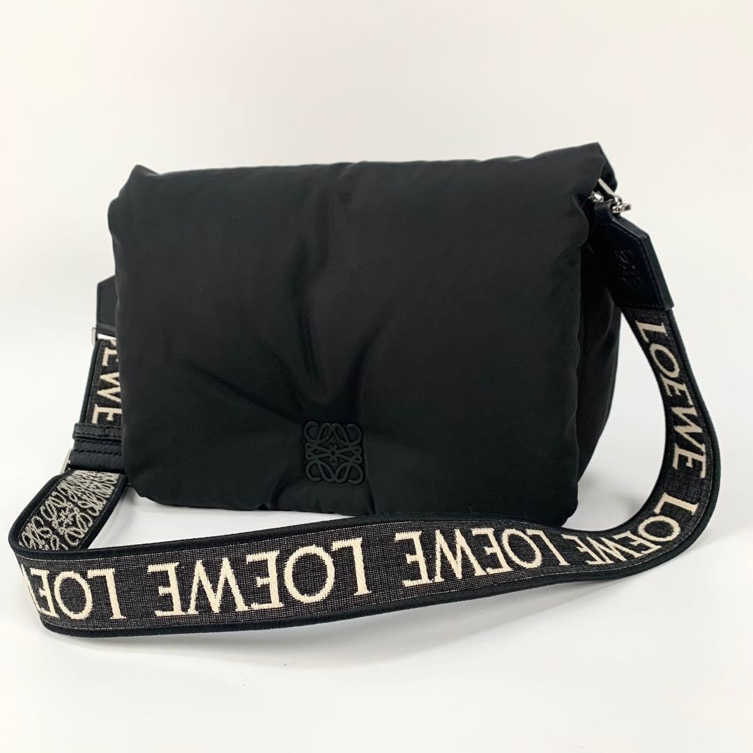 Loewe ロエベ　ゴヤ　ショルダーバッグ　ナイロン　レザー　ブラック　オレンジ　【中古】