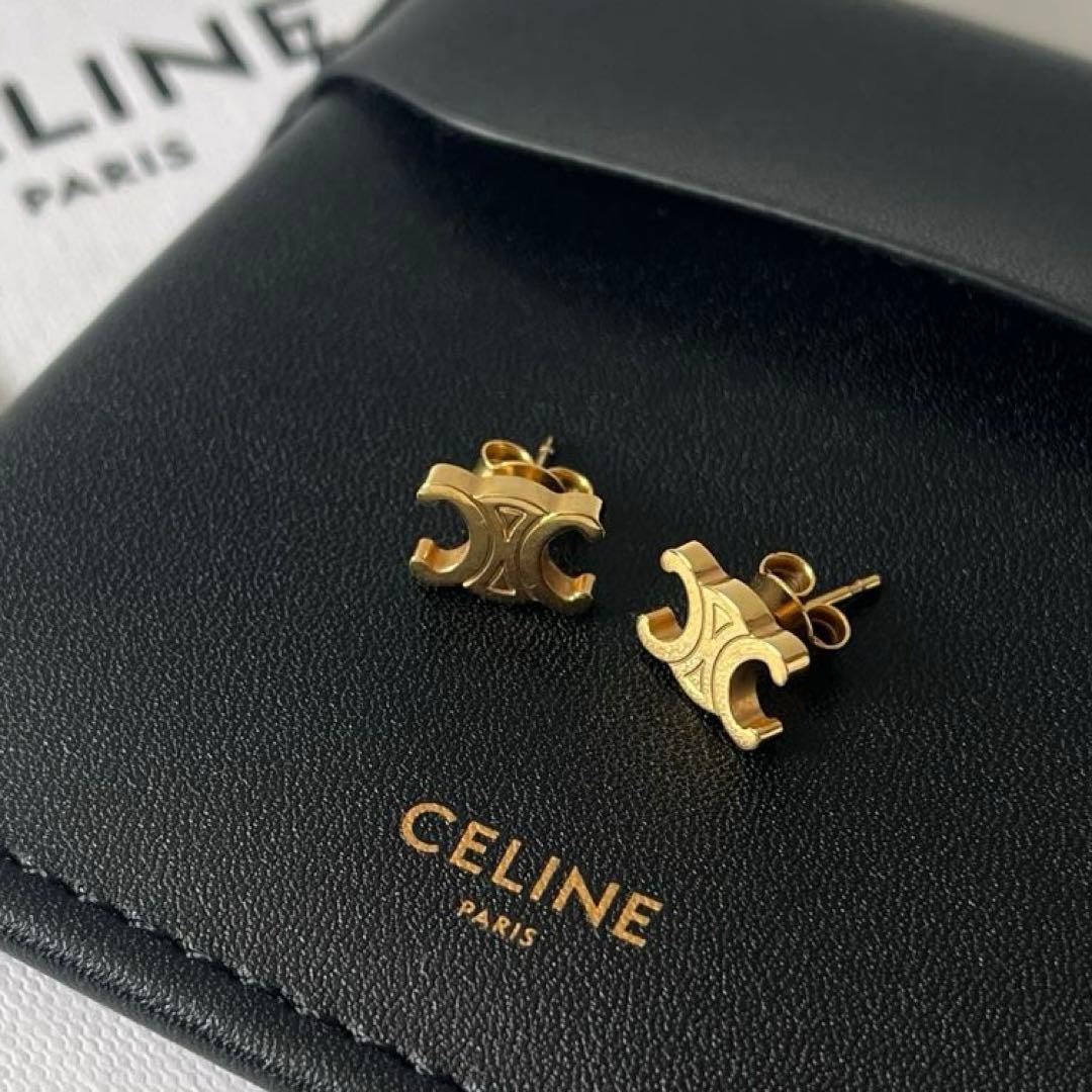 楽天市場】CELINE セリーヌ Triomphe Gourmette Studs Earrings ピアス