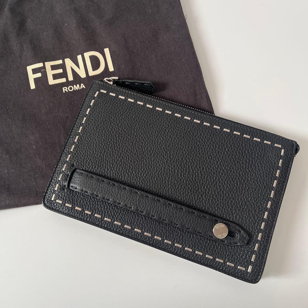 FENDI フェンディ クラッチペダル御徒面子 セレリア なめし革 黒いこと ぬい目 二番め御徒面子 7VA350 【中古】 バッグ・小物・ブランド雑貨-メンズバッグ