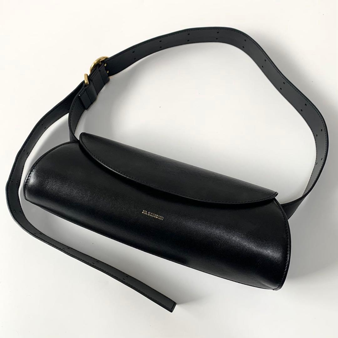JIL SANDER ジルサンダー ショルダーバッグ カンノーロ スモール なめし革 黒いこと 【中古】