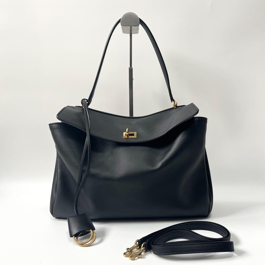 BALENCIAGA バレンシアガ ロデオ 並み並み 2way ショルダーバッグ なめし革 黒いこと 789772 【中古】