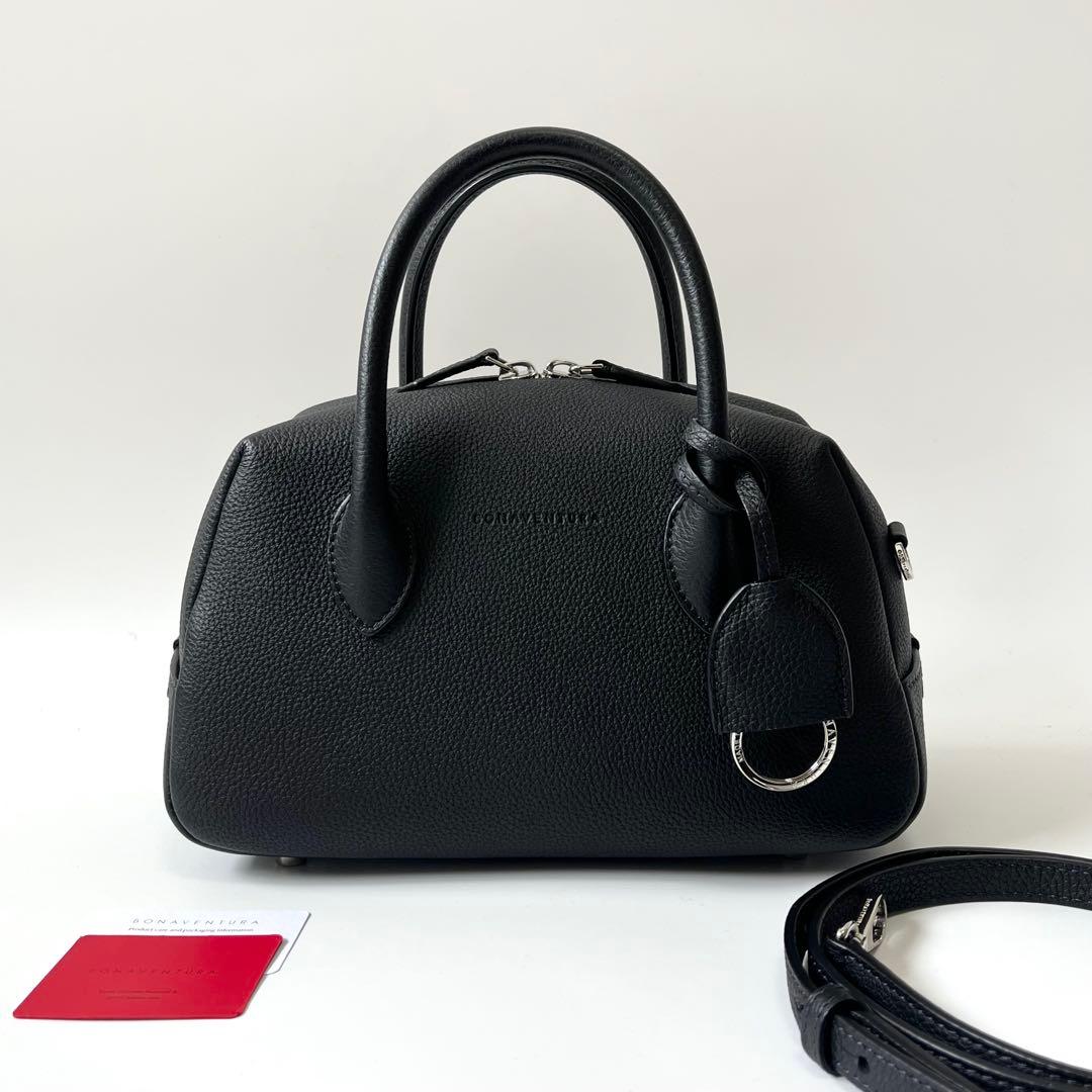 BONAVENTURA　ボナベンチュラ　2way　アヴァ 24　ハンドバッグ　レザー　ブラック　【中古】