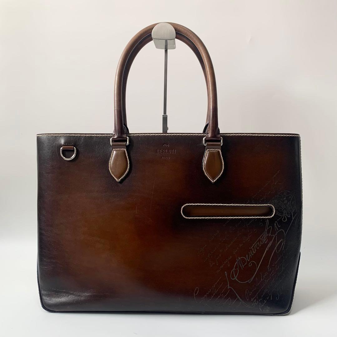 Berluti ベルルッティ トュジュール ノルウィージャン ～版 トートバッグ 表意文字 なめし革 赤銅色 【中古】