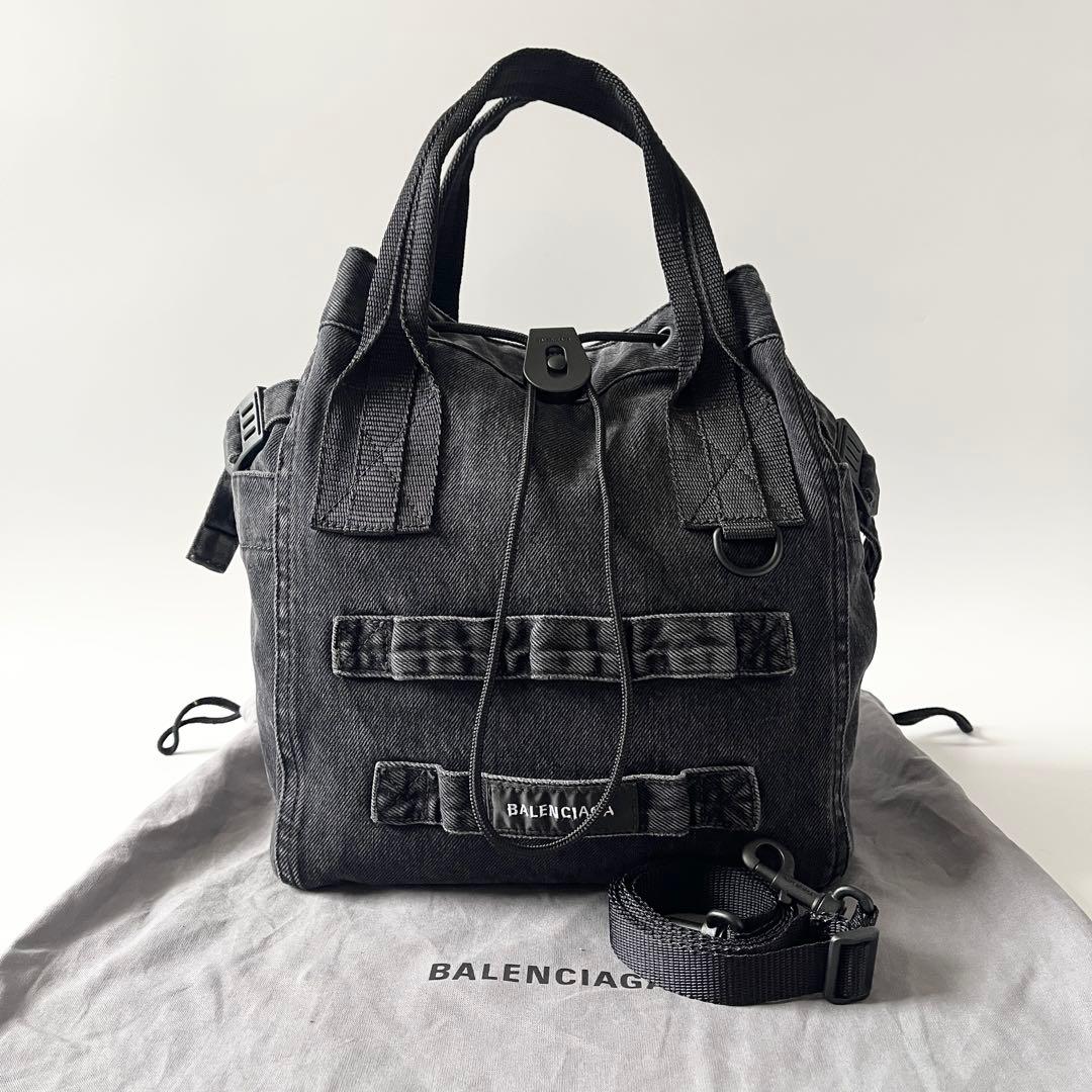 BALENCIAGA バレンシアガ 正規陸軍 スモール トートバッグ 2way 綿織物 ナイロン ジーンズ 黒いこと 不都合工業 ショルダーバッグ ハンドバック 644029 【中古】
