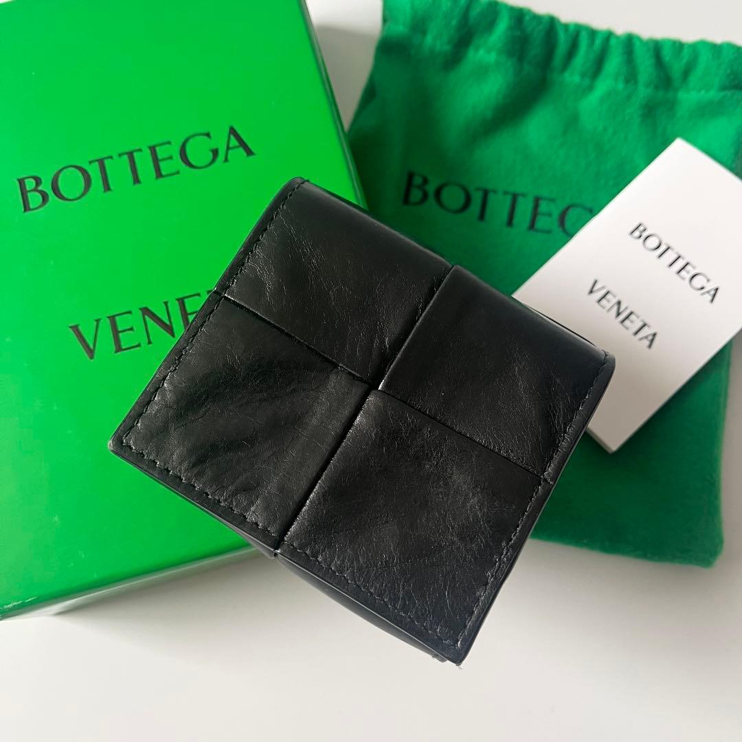 BOTTEGA VENETA ボッテガヴェネタ コインケース テープ シワ工業 なめし革 黒いこと 釣り銭入れ 鋳貨金入れ 【中古】