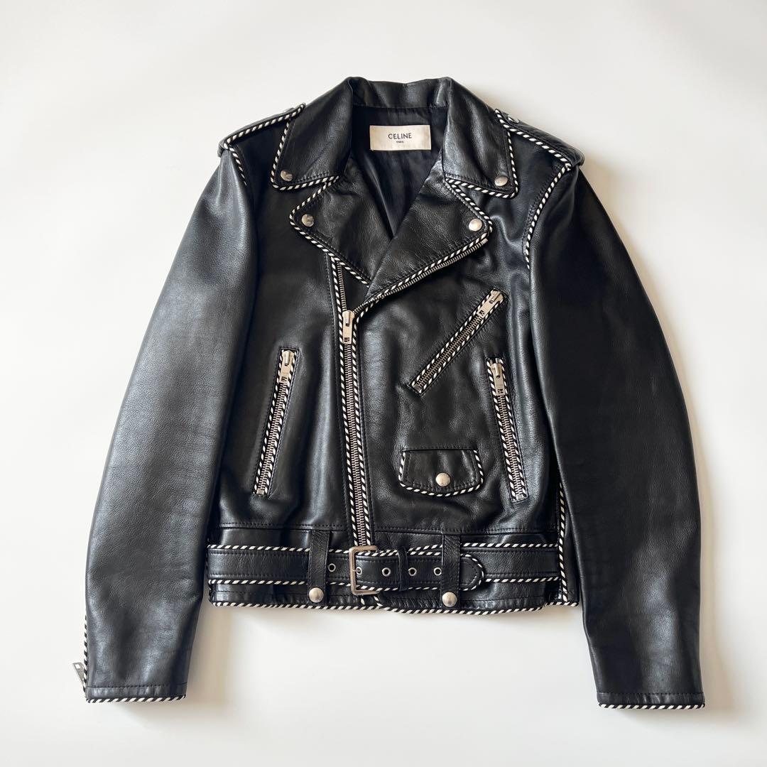 CELINE　セリーヌ　ベイカー ダブルライダース レザージャケット　カーフスキン　レザー　ブラック　44サイズ　エディスリマン　エディ期　イタリア製　2E349599E　【中古】｜Ala Vintage Shop