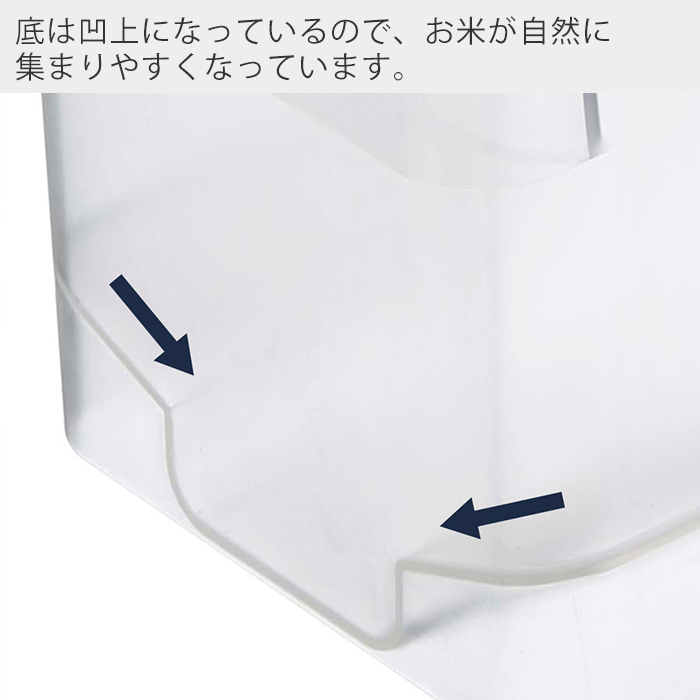 底は船底型ここにお米が自然と集まります