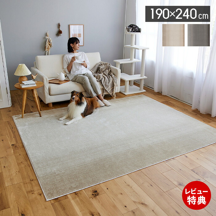 【豪華特典2個付き】ラグマット ラグ 日本製 ペット対応 消臭ラグ 190×240cm ペットプロテクト 防ダニ ホットカーペット 床暖対応 滑り止め トリプルフレッシュ機能 オールシーズン アイボリー ダークグレー マール2 スミノエ