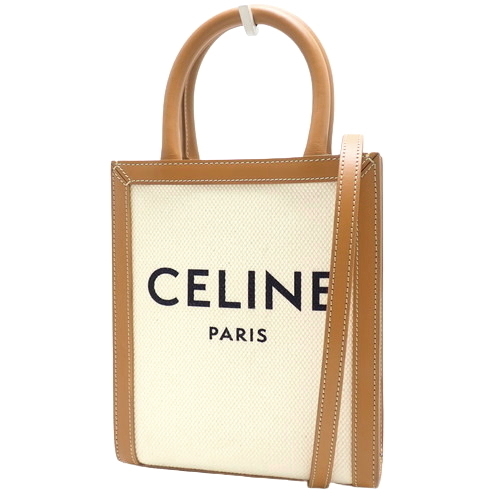 専用 CELINE バーティカルカバラージ キャンバス カーフ ナチュラル