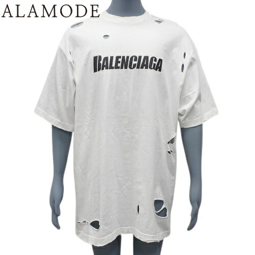 楽天市場】BALENCIAGA バレンシアガ デストロイ ロゴTシャツ コットン