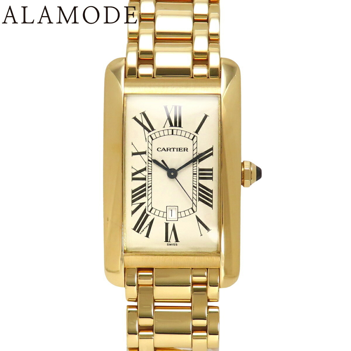 【OH済】Cartier TANK LM K18 金無垢　腕時計　クォーツ Cartier カルティエ タンクアメリカン LM ムーンフェイス K18 金