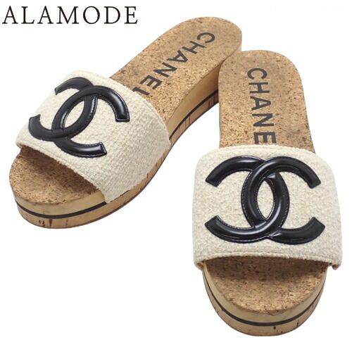 【CHANEL】ツイードサンダル 中古・古着通販】CHANEL (シャネル) ココマーク ツイード