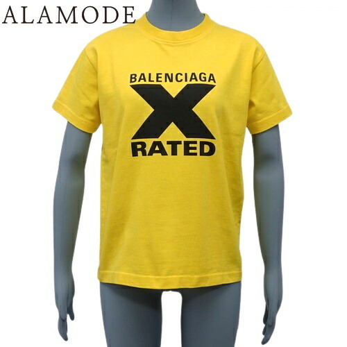 BALENCIAGA / コットンTシャツ 半袖 イエロー 肩ロゴタグ BALENCIAGA / コットンTシャツ 半袖 イエロー 肩ロゴタグ